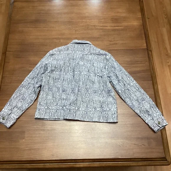 Coldwater Creek Purple Paisley Damask Button Jacket Womens Petite Medium Flaw - Picture 8 of 9